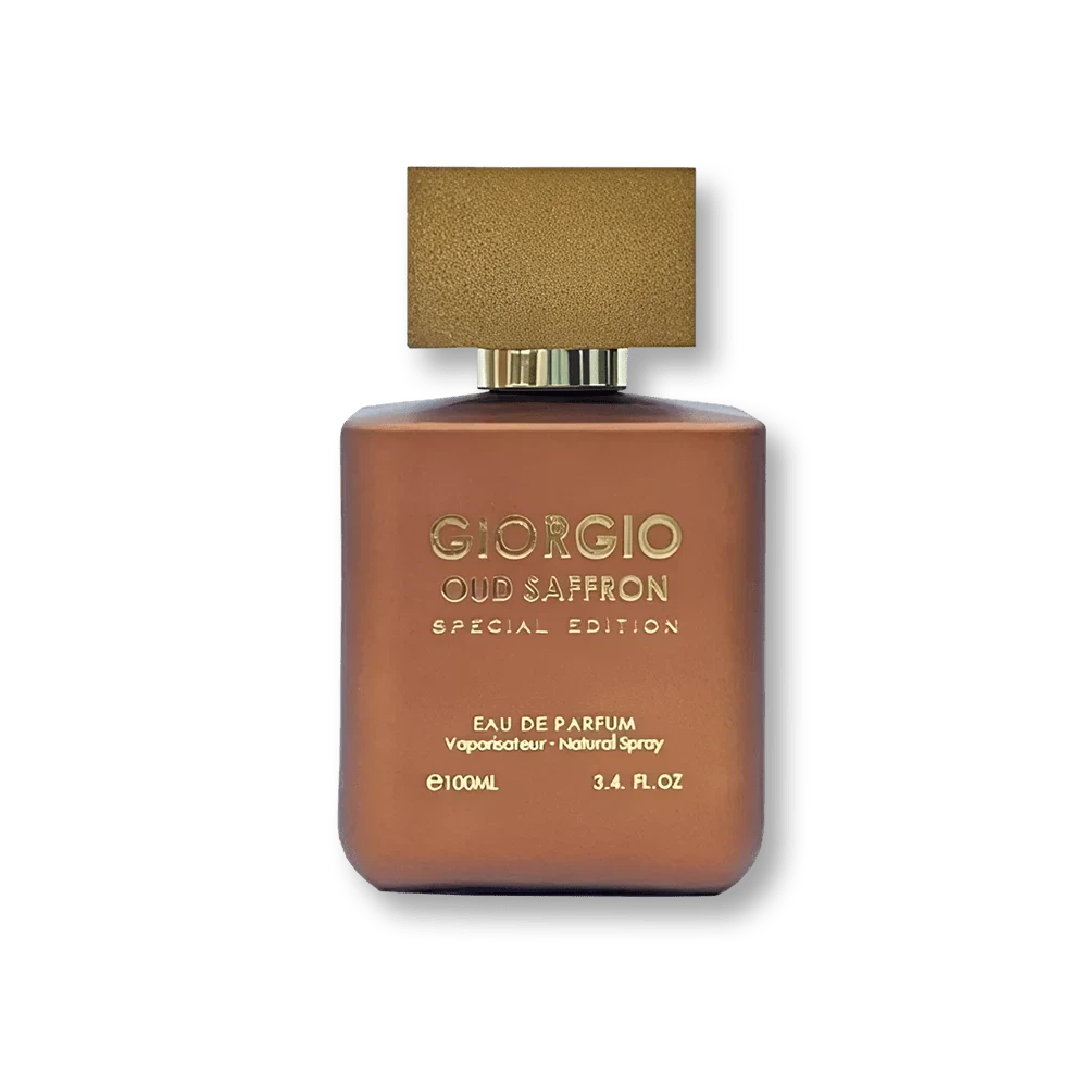 Giorgio Oud Saffron Special Edition manufacturer bottle, linked from the supplied product catalogue.
