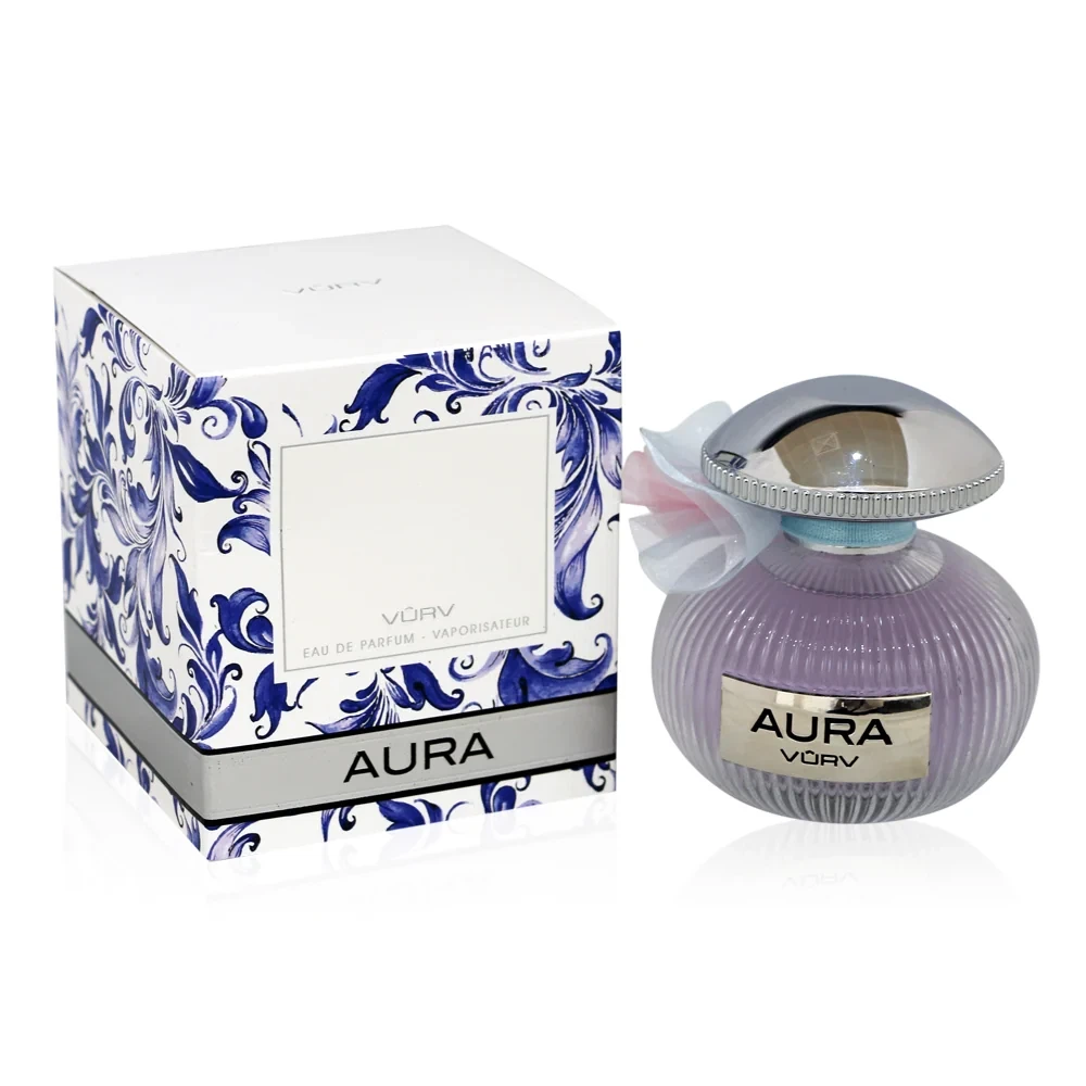 Vurv Aura Silver Women manufacturer bottle, linked from the supplied product catalogue.