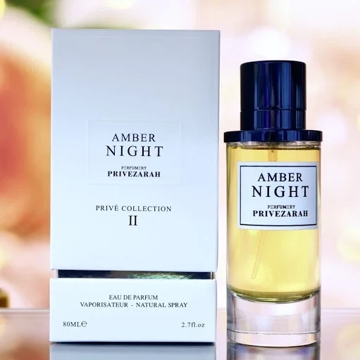Zara Amber Night Prive Collection manufacturer bottle, linked from the supplied product catalogue.