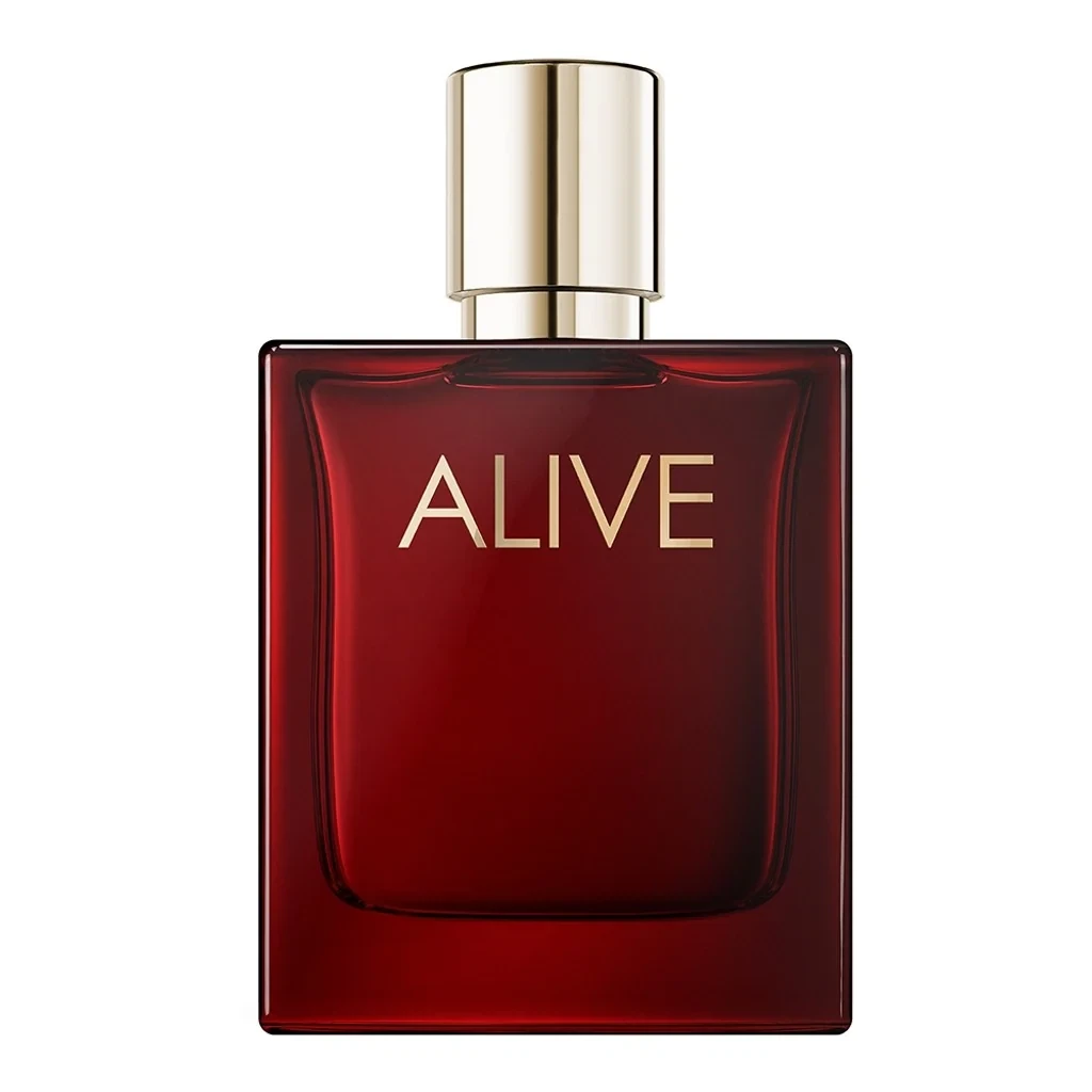 Hugo Boss Alive Absolu Parfum Intense Floral Woody Musk manufacturer bottle, linked from the supplied product catalogue.