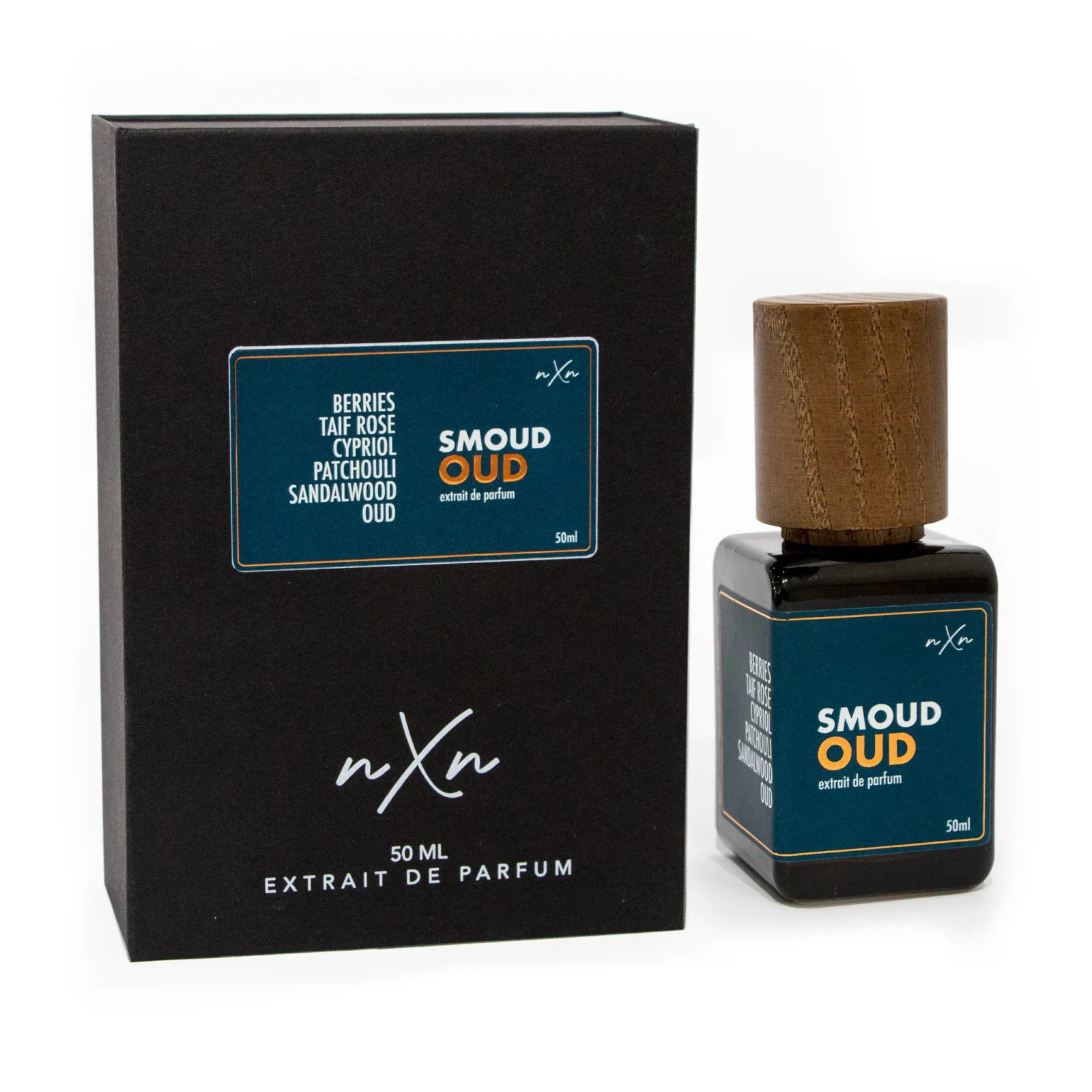 nXn Perfumes SMOUD OUD manufacturer bottle, linked from the supplied product catalogue.
