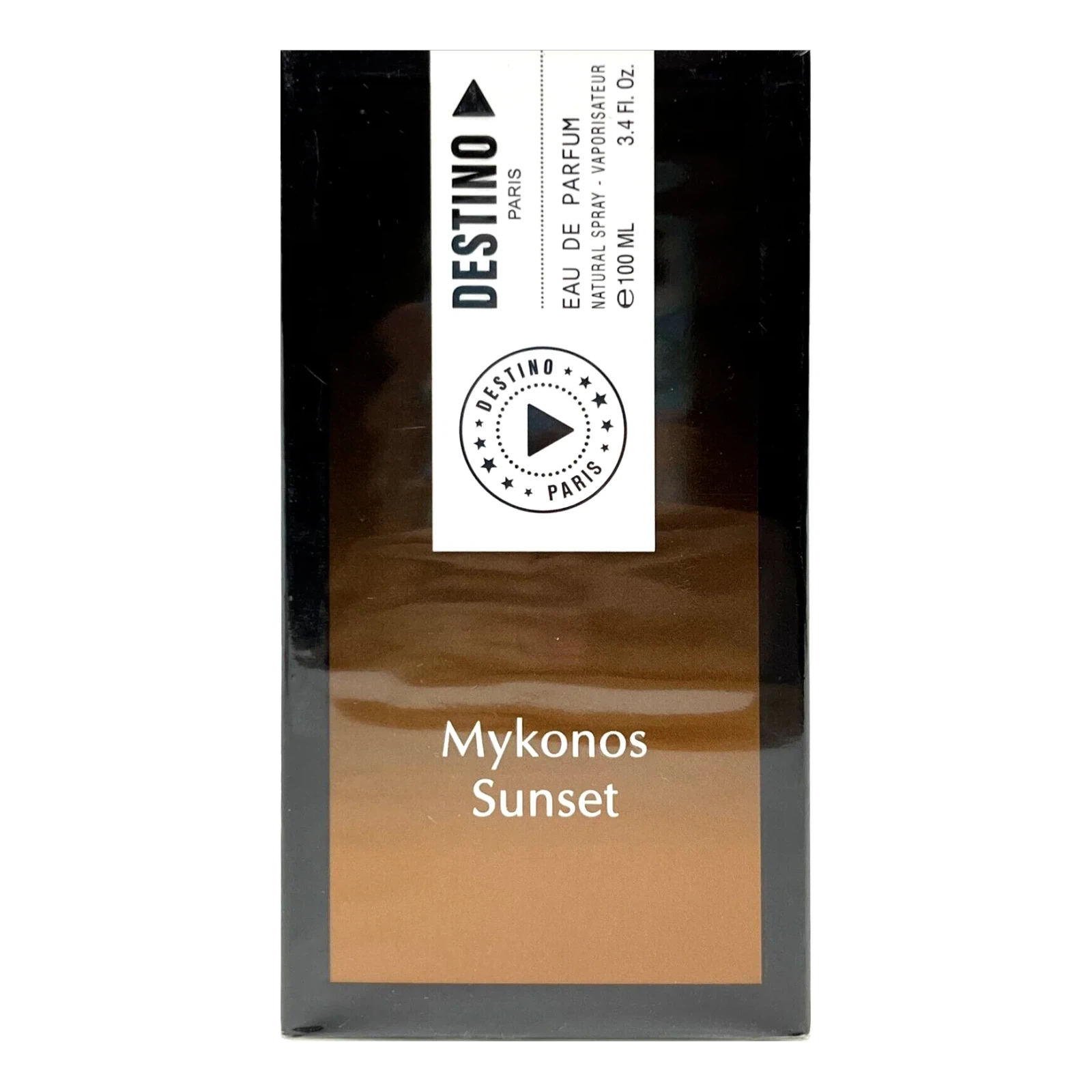 Destino Paris Mykonos Sunset manufacturer bottle, linked from the supplied product catalogue.