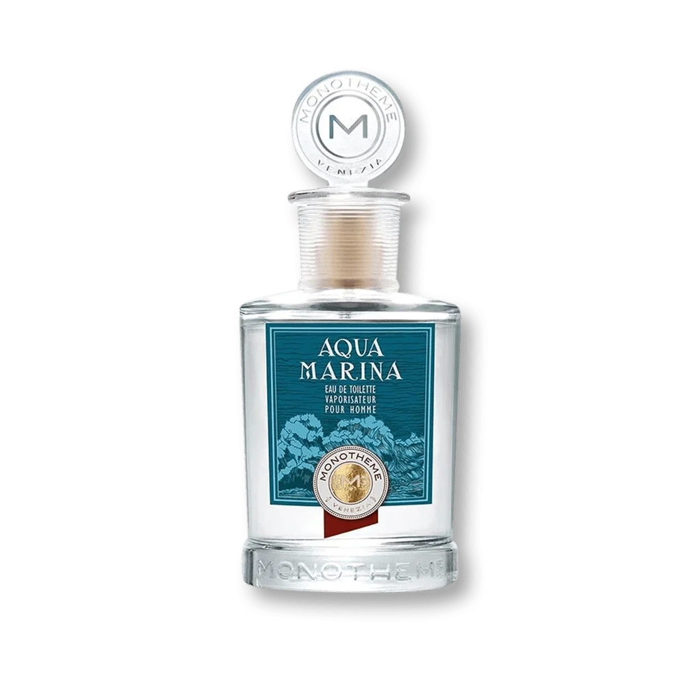 Monotheme Aqua Marina manufacturer bottle, linked from the supplied product catalogue.