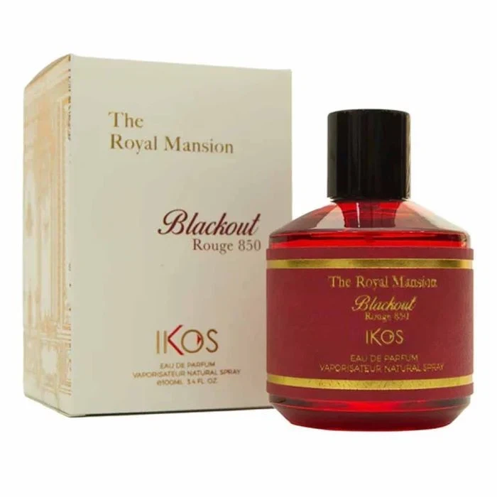 Ikos The Royal Mansion Blackout Rouge 850 manufacturer bottle, linked from the supplied product catalogue.