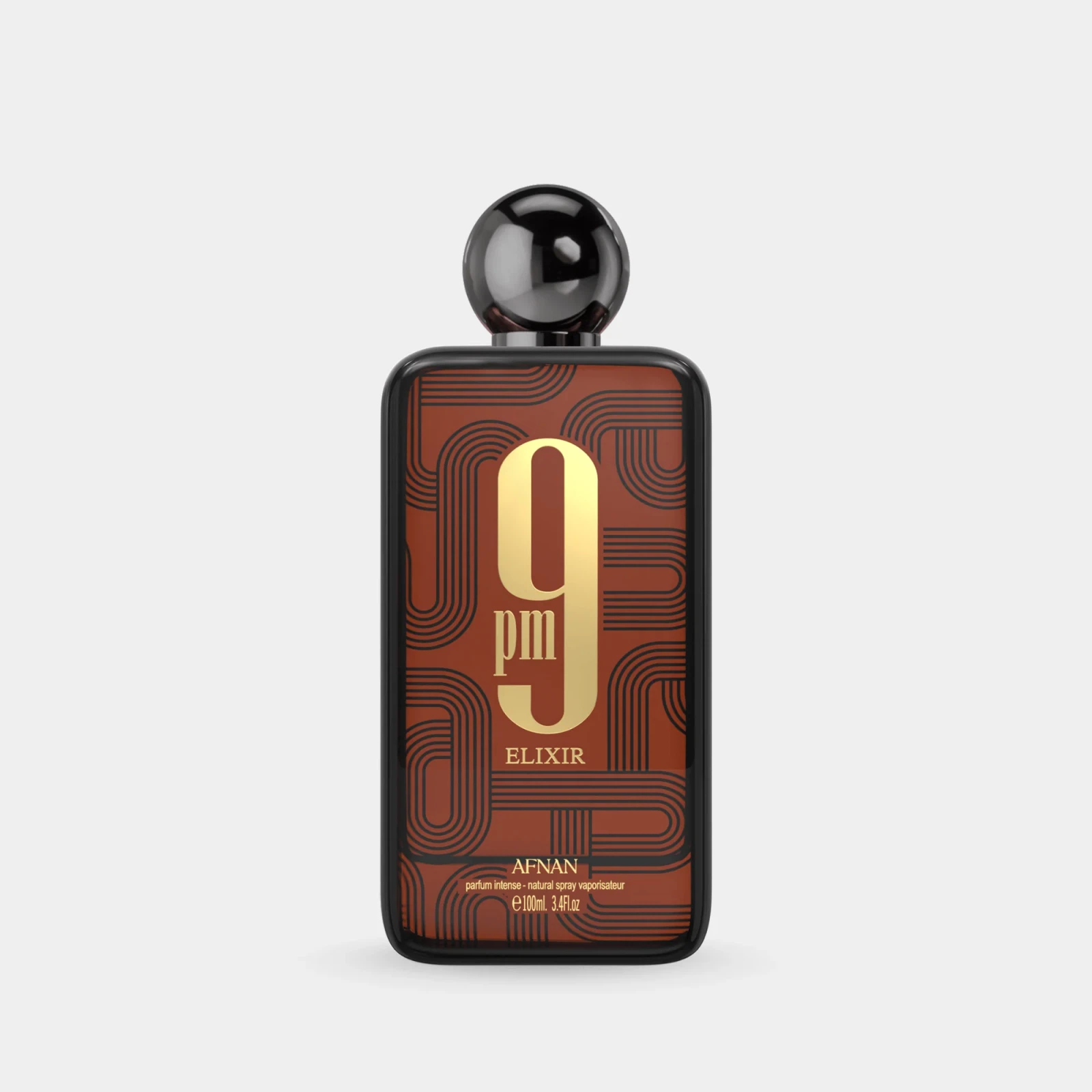 Afnan 9 PM Elixir manufacturer bottle.