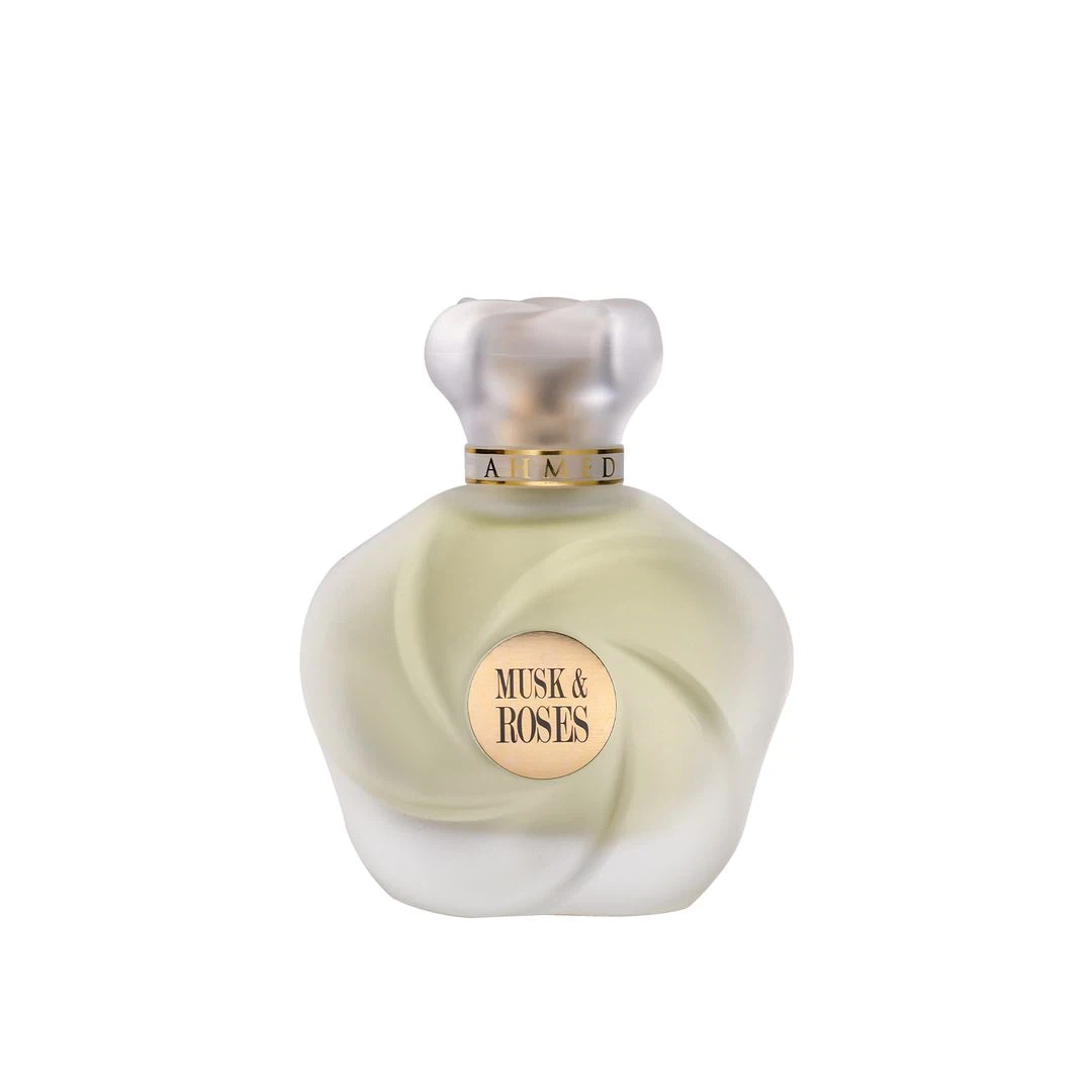 Ahmed Al Maghribi Musk & Roses manufacturer bottle.