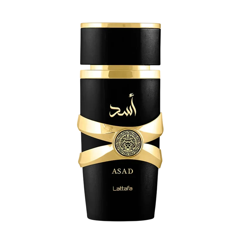 Lattafa Asad manufacturer bottle, used to identify the fragrance.