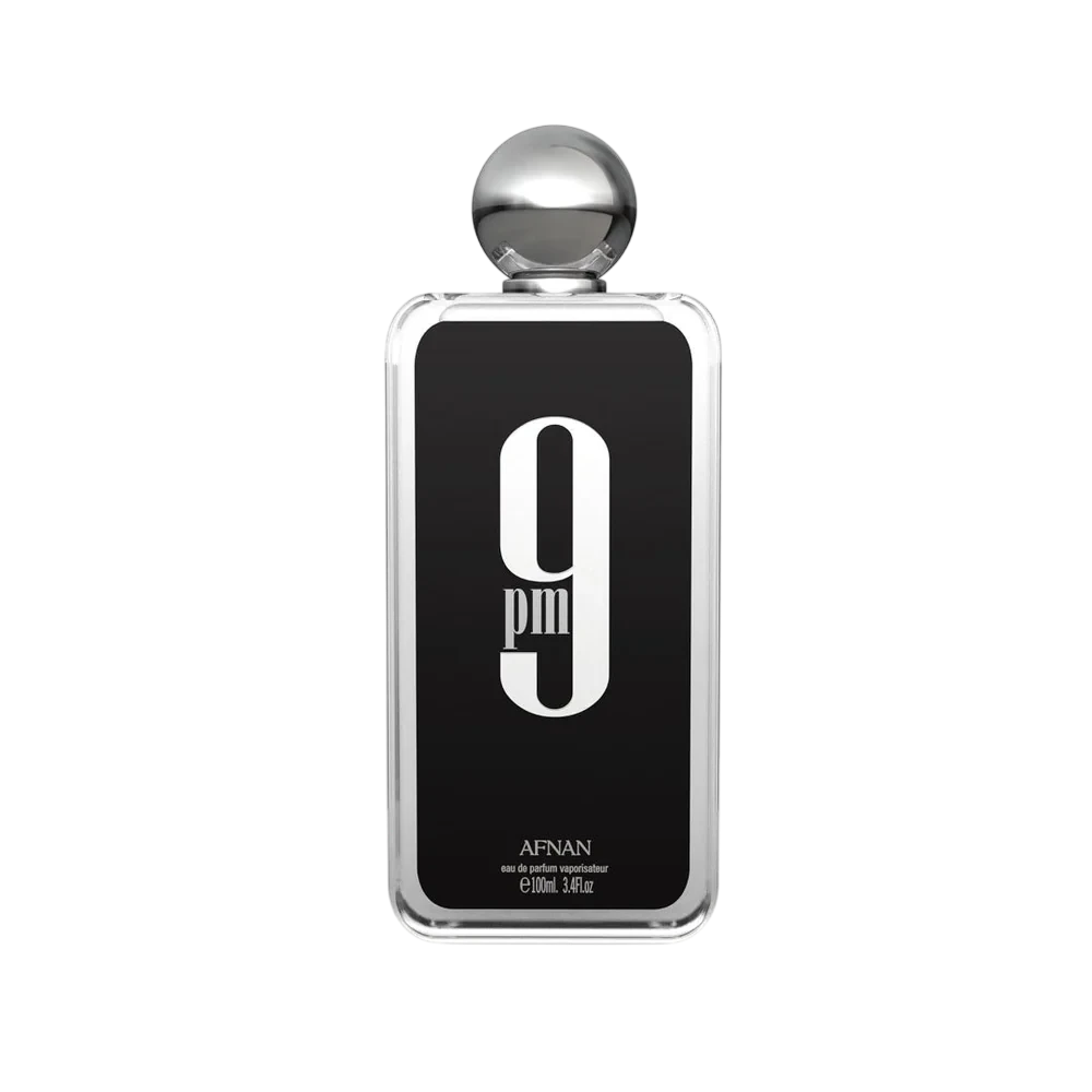 Afnan 9 PM manufacturer bottle, used to identify the fragrance.