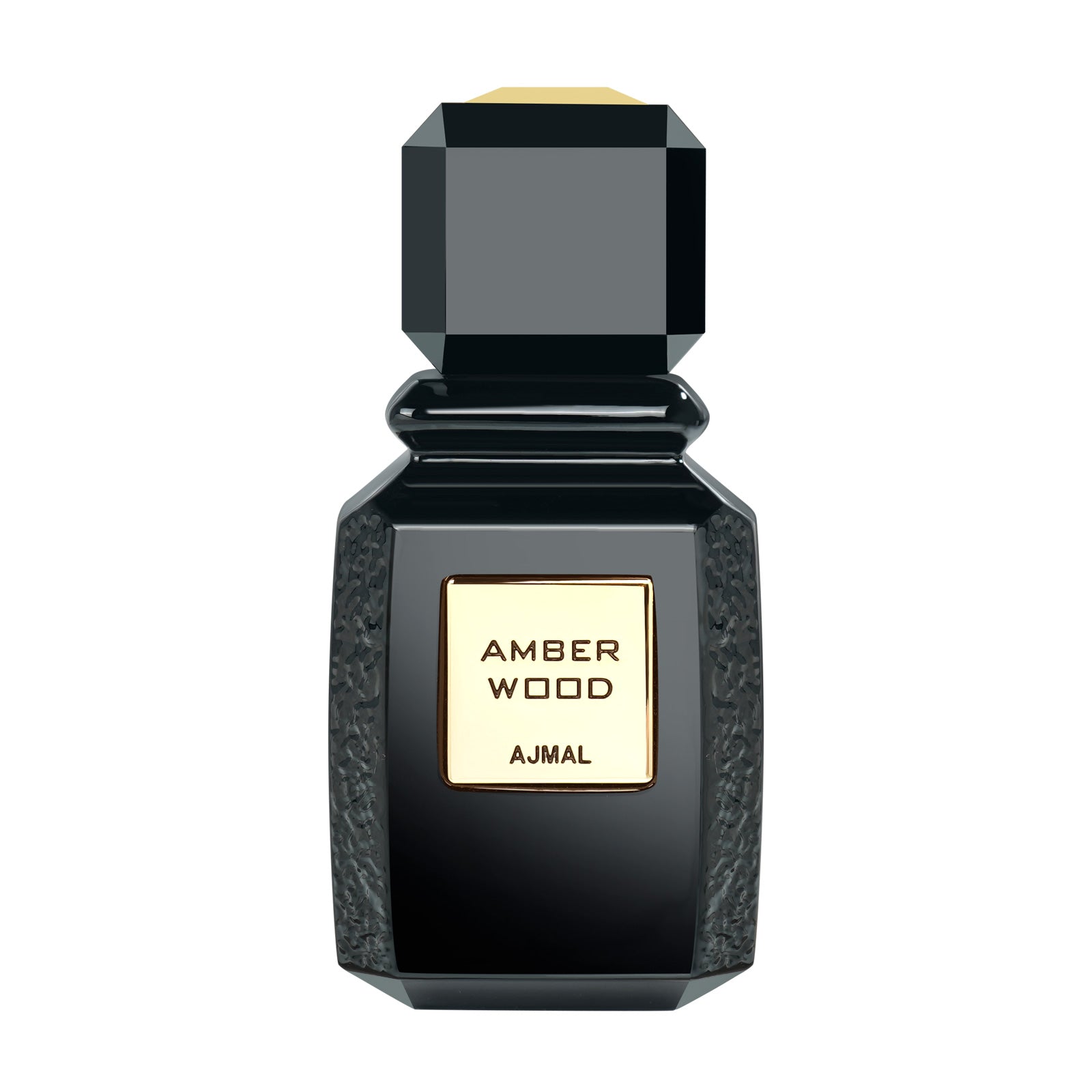Original Ajmal Amber Wood bottle, shown to identify the source fragrance (not the decant)